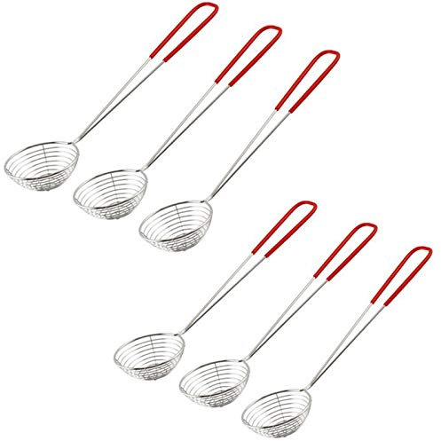 nuluxi Fondue Sieb Edelstahl Küchensieb mit Griffen Feinmaschig Küchensieb Die Praktischen Siedelöffel aus Rostfreiem Edelstahl Eignen Sich Perfekt zum Garen von Gemüse Pilzen Fisch Fleisch (6 Stück)
