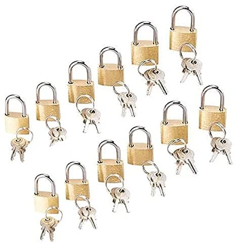 12 x Brass Padlock Security Locker Lock 2 Keys 20mm 25mm 30mm Heavy Duty Small