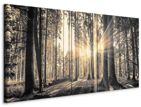 murando - Leinwandbild Waldlandschaft Natur, 100x40 cm, 5-teilig, modern | Hochwertige Leinwand, sofort aufhängbar, ideal fürs Wohn- oder Schlafzimmer, wasserfest und lichtecht, langlebig, stilvoll
