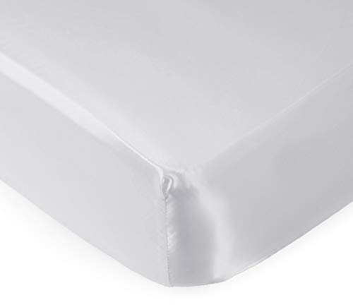 Pro Goleem Drap-housse en satin doux pour bébé aux cheveux sensibles - Blanc - Unisexe - 132 x 71 x 20 cm