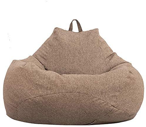 Anemoner Classic Bean Bag Sofa Cover, Lazy Lounger Bean Bag Storage Chair Cover without Filling, Solid Color Simple Design Outdoor and Indoor for Adults Kids (Brown, 100x120CM)
