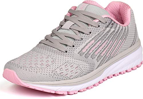 WHITIN Chaussures de Course Running Femme Baskets Mode Sports Fitness Compétition Trail Entraînement Outdoor Sneakers Gris Rose 40