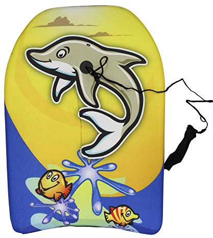 Koopp Boogie Board Bodyboard Surf Float für Kinder mit Leine und Leinenstöpsel – leichtes und langlebiges Schaumstoffbrett für Kinder/Jugendliche – perfekt für Strand, Ozean und Pool – Delfin