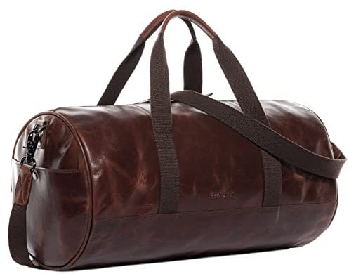 FEYNSINN Reisetasche echt Leder - Weekender Finlay 46 cm - Sporttasche Handgepäck mit Schultergurt - Ledertasche Herren und Damen braun handgefertigt