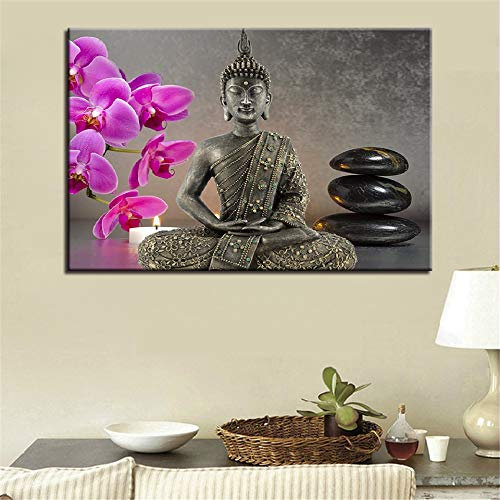 DIY Malen nach Zahlen Buddha Statue Bild Orchidee Kerze Steinmalerei diy malen nach zahlen erwachsene landsch Mit Pinsel und Acrylfarbe Erwachsenenfarbe nach Zahlen Kits Kunst50x70cm(Kein Rahmen)