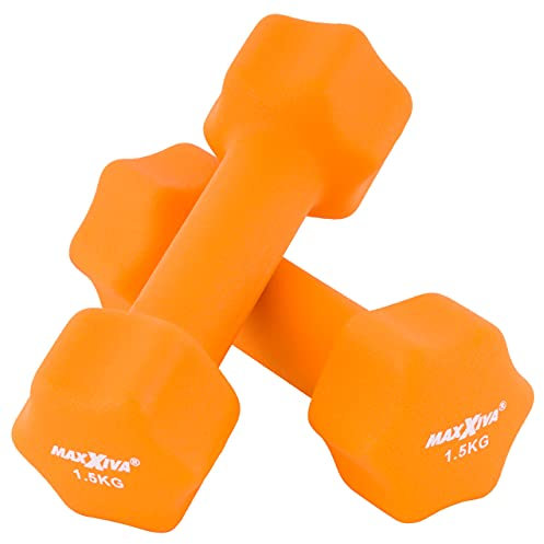 MAXXIVA Hantelset Neopren Kurzhanteln 2 x 1.5 KG Fitnesshanteln Krafttraining Workout Homegym