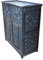 Orientalische Kommode Mirai Handgeschnitzt aus Zedernholz Dunkelbraun 2 Schubladen 2 Türen 93x105x45 cm (BxHxT) massiv Antik Kommoden Graviert Sideboards mit viel Stauraum Anrichte Highboard 100118