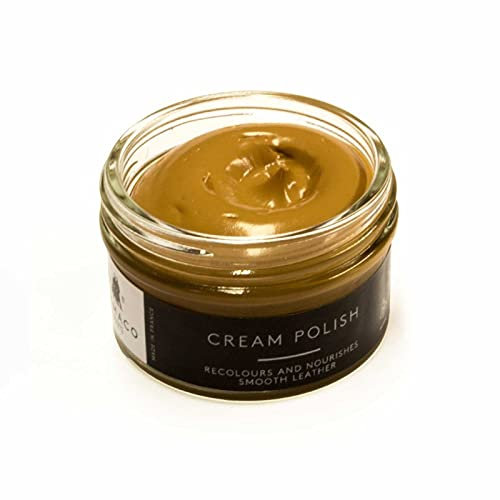 Famaco 50ml Tan Naturel Leather Deluxe Cream Polish for Boot and Shoe with Application Sponge - Long Lasting Shine Protector Kit for Boots and Shoes