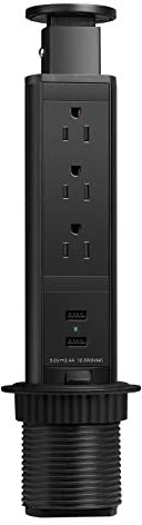 Toma de Corriente emergente para la encimera, Regleta empotrada con 3 Tomas de Corriente y 2 Puertos USB, Enchufes Ocultos Pull Pop Up, Toma de Corriente emergente para mostrador de Cocina Escritorio