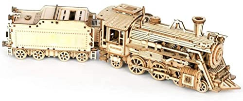 Bagima 3D-Puzzle Dampfzug-Modellfahrzeug 3D-Holzpuzzle-Modellbausätze Montagespielzeug für Erwachsene und Jugendliche 3D-Puzzle-Baukasten Holzmodellbausätze Kreative Geschenke