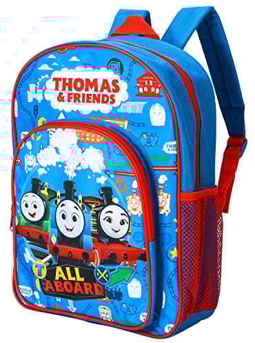 William Lamb Thomas die kleine Lokomotive Kinder-Rucksack, Schul-Reisetasche mit seitlicher Netztasche und Fronttasche mit Reißverschluss, mehrfarbig, 36,7 cm (Höhe), 26 cm (Breite), 13 cm (Tiefe)