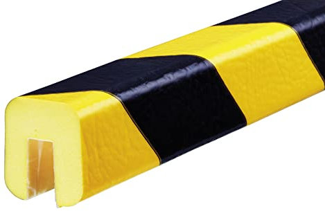 KAS4-GS Kantenschutzprofil von SMI-Kantenschutzprofi aus recyclebarem Polyurethan mit Klebefläche zur dauerhaften Montage Innen und Außen - Gelb/Schwarz - Stoßschutz, Warnprofil, Schutzprofil (1 m)