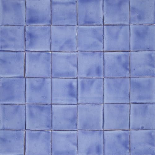 Cerames piastrelle monocolore messicane Talavera Hernández – ceramiche piastrelle di mosaico blu decorative per bagno, doccia, cucina, Una confezione di 90 piastrelle blu 10,5x10,5 cm