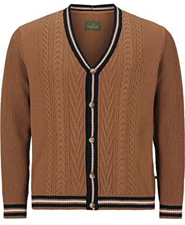 Charles Colby Herren Strickjacke Duke Starks Cognac, 5XL (XXXXXL) - 72/74