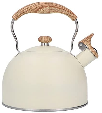Zerodis Stove Top Whistling Kettle,Whistling Kettle Stainless Steel Tea Kettle 2.5L Whistling Tea Pot Ergonomic Handle Teapot Beige