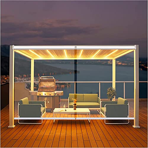 WHFTD PVC Rollos Balkon Fenster PVC-Rollläden Mit Armaturen, Wasserdicht Transparent Horizontale Rollo-Jalousie Für Außen Pavillon Büro,2.1 * 2m
