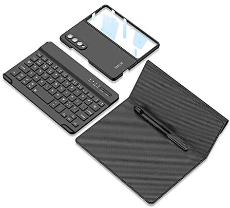 THLMT Coque en Cuir pour Clavier Bluetooth pour téléphone Portable Compatible avec Samsung Galaxy Z Fold 4 5G, Clavier muet sans Fil pour Machine à écrire, Portefeuille, étuis de Protection (Vert)