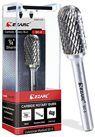 EZARC Set di frese rotanti in carburo di tungsteno con gambo da 1/4, SC-5 Taglierina rotante a forma di albero a forma di albero per smerigliatrice per lavorazione dei metalli in acciaio, lucidatura