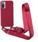 2NSPDRGNI Funda con Cuerda Compatible con Xiaomi Redmi Note 10 Pro 6.67,Colgante Collar Correa de Cuello Cadena Cordón Silicona Suave Case,Rojo