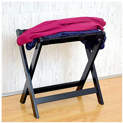 ArtsPavilion Porte - Bagages en Bois Porte - Bagages Pliant d'hôtel, Porte - Manteau de Plancher de Chambre à Coucher, Porte - Bagages de Famille Facile à Assembler Black
