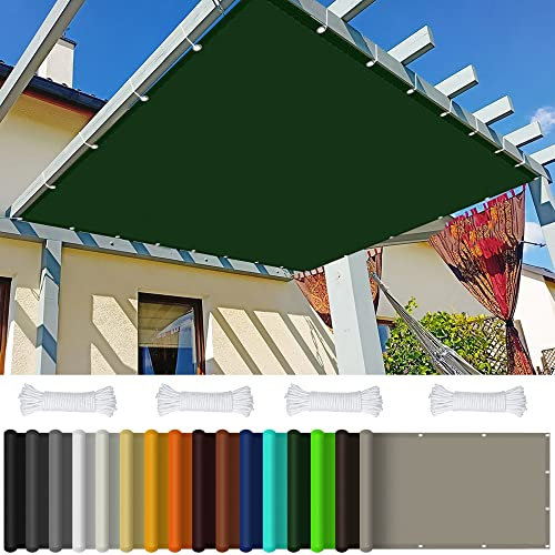 Voile d'ombrage Imperméable Rectangulaire 3 x 3 m Voile d'ombrage pour pergola Store Pare-Soleil pour Jardin Extérieur Terrasse Cour, avec Corde, Vert Foncé