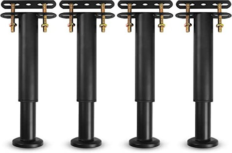 Pied De Lit, Pieds De Sommier, De Lit Liaison MéTal RéGlables en MéTal Pieds pour Sommier, TrèS RéSistants Convient pour Lattes Universel Sommier MéTal, Armoire, Canapé 18-33Cm (Noir) Lot De 4 Pied