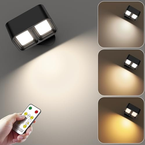 TNMOO Battery Operated Wall Lights, Rechargeable Night Light Wall Lights Indoor Remote Control Kitchen Lights, Dimmable Night Light for Bedrooms, USB LED Wall Lamp for Living Room, Reading, Picture