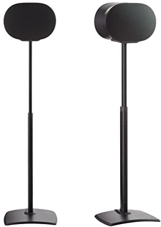 Sanus Height Adjustable Speaker Stands for Sonos Era 300™ - 17 Height Adjustment Sonos Stand Includes Carpet Spikes & Rubber Pads - Easy DIY Install Comes w/All Hardware - Black Pair