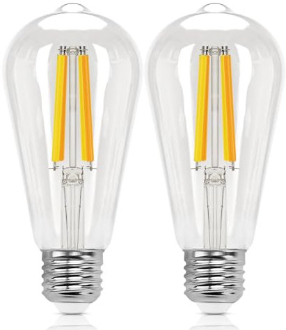 Aigostar Smart Lampe E27 Alexa Glühbirne 6W 850LM Edison Glühbirnen Dimmbare ST64 Retro Glühbirne Dimmbar 2700K-6500K， App Steuern Kompatibel mit Alexa und Google Assistant. Transparent 2 Stück