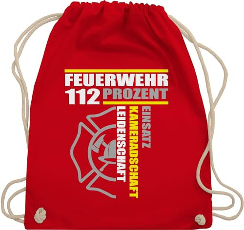 Shirtracer Turnbeutel Rucksack - Taschen - Feuerwehr 112 Prozent Einsatz Kameradschaft Leidenschaft I Freiwillige Feuerwehr Geschenk - Unisize - Rot - feuerwehrgeschenke beutel feuerwehrfrau