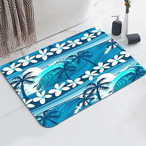 YISUMEI Badezimmerteppich 42x60 cm Badematte Gummisohle Rutschfester Waschbar Absorbierender Badvorleger Schnelltrocknend(Palme)