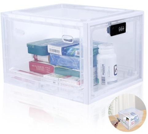 SUKARNE Scatola Per Medicinali Con Chiusura a Chiave Trasparente, Contenitore Con Serratura Per Farmaci, Dolciumi e Giocattoli