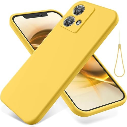 Phone Case For Motorola Moto Edge 40 Neo Liquid Silicone Case, Slim Fit Protective Shockproof Bumper Soft Gel Rubber Cover, Yellow