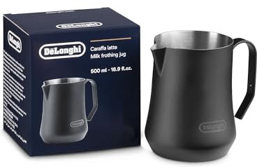 bricco caraffa monta latte nera acciaio inox lucido 500ml del onghi con manico