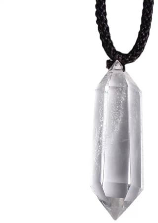BOLFFU Colgante De Cristal Transparente De Cuarzo Blanco,Meditación De Yoga con Varita De Columna De Cristal De Doble Punta
