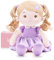 LeyaDoll Weiche Stoffpuppe (40cm),Geburtstags- & Taufgeschenk für Mädchen - Liebevolles Baby Spielzeug 0-3 Jahre - Mein erster Schutzengel - Princess Starlet-Purple