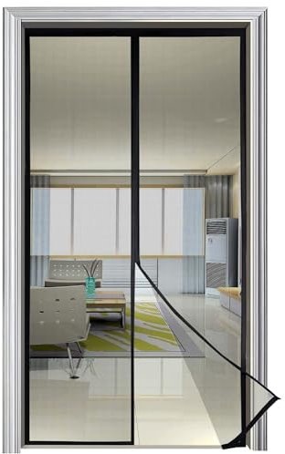 Zanzariera Magnetica Porta Finestra 140x240 Nero, Protezione dalle Zanzare con Zanzariere Porta Finestra Magnetica