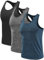 Ymmchy Herren Sport Tank Top Ärmelloser Muskelshirt Gym Tanktop Fitness Quick Dry Achselshirt Training Unterhemd 3er Pack Schwarz/Grau/Dunkelblau L