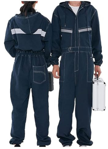 Welder Coverall Heavy Duty Safe Welding Overalls with Pocket Reflective Strip Boiler Suit Poly Cotton Protective Safety Work Wear for Men Women XXXL
