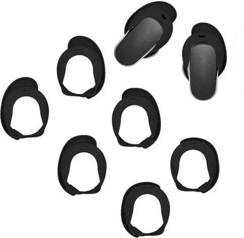 Adhiper Ersatz-Ohrstöpsel mit Geräuschunterdrückung, kompatibel mit Bose QuietComfort Ultra (2023), rutschfeste Silikon-Sport-Ohrbügel, Größe S, M, L (schwarz)