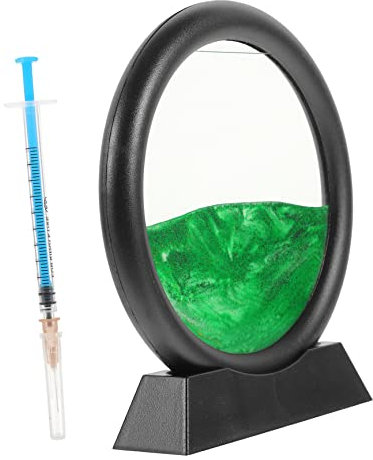 Toyvian Bewegliches Sandbildornament 3D Treibsand Sanduhr Dekor Grün 5 Zoll Schreibtischspielzeug für Büro Wohnzimmer