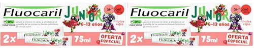 FLUOCARIL Junior Gel Frutos Rojos, Blanco, 75 ml (Paquete de 4)