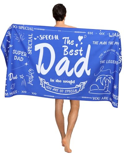 Rowjoy Blau Strandtuch Vatertagsgeschenk für Papa, Extra Groß 180x90 cm Mikrofaser Strandtuch, Geburtstag Geschenk für Papa Handtücher, Badetuch
