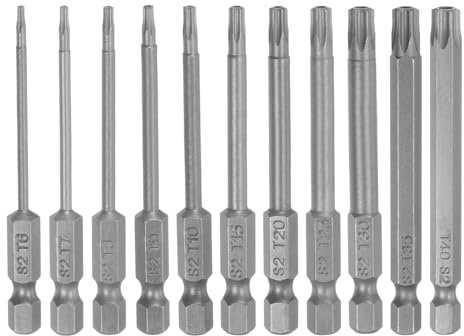 HARFINGTON 11pcs Torx Screwdriver Bit Set T6-T40 3 Length S2 Steel Magnetic Star 6 Point Head Screwdrivers Drill Bits with 1/4 Inch Hex Shank