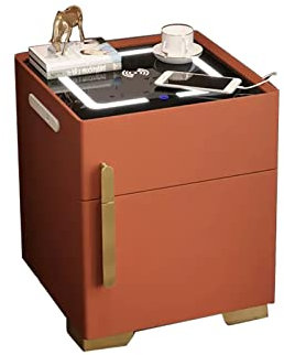 LED White Bedroom Nightstand with High Capacity Strongbox, USB Ports, Charging Station, 1 Drawer - Modern Side Table, Easy to Assemble - Narrow Side Table for Bedroom, Living Room, Office.