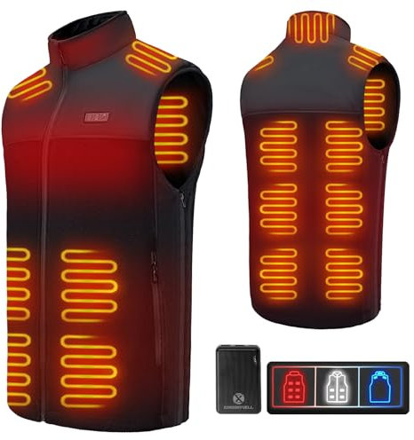 XINSONYUELL Fleece Beheizbare Weste für Herren und Damen mit Akku, Heizweste Herren mit 13 Zonen Heizung, Heizjacke Damen mit Powerbank für Winter