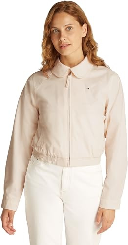 Tommy Jeans Damen Jacke Cotton Wasserabweisend, Elfenbein (Ancient White), L