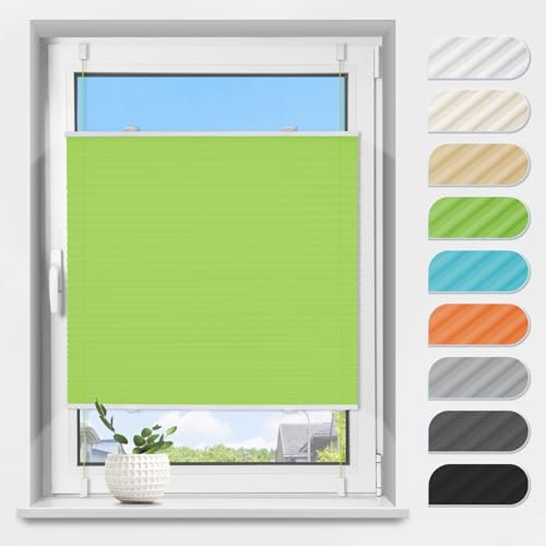 Plissee Klemmfix ohne Bohren Grün B35 x H120 cm Plissees Lichtdurchlässig Faltrollo Jalousie Plisseerollo Fertigplissee Sichtschutz & Sonnenschutz für Fenster & Tür
