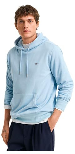 GANT Herren REG Shield Hoodie Kapuzenpullover, Fresh Blue, 60