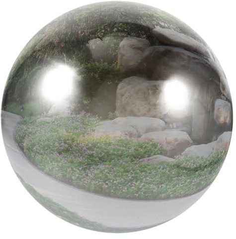 Gogogmee Spiegelkugel Garten Dekoration Edelstahl 250mm Reflektierende Hohlkugel Mit Glatter Oberfläche Wetterfeste Außenspiegelkugel Modernes Metallkugel Dekor Leicht Tragbar Für Außenbereich